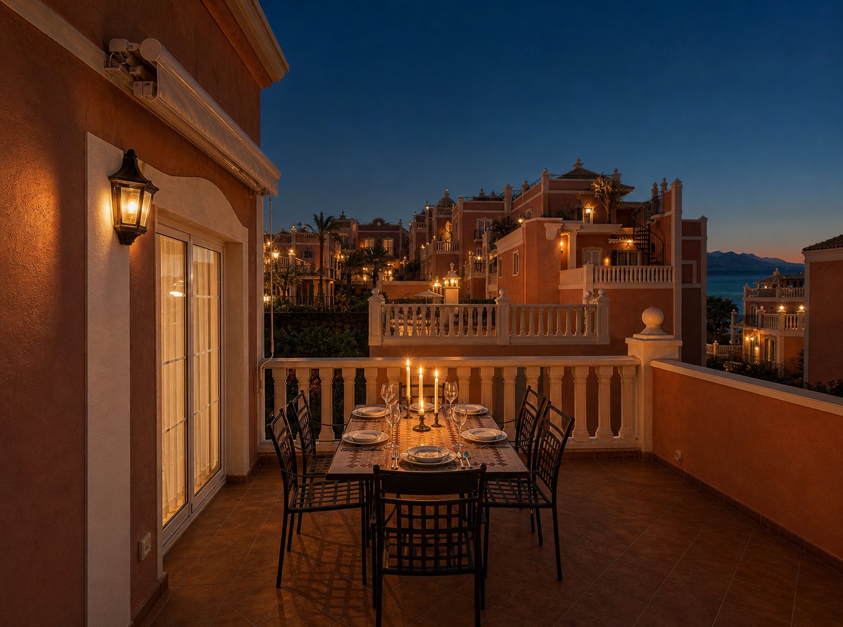 And a dining room after sunset